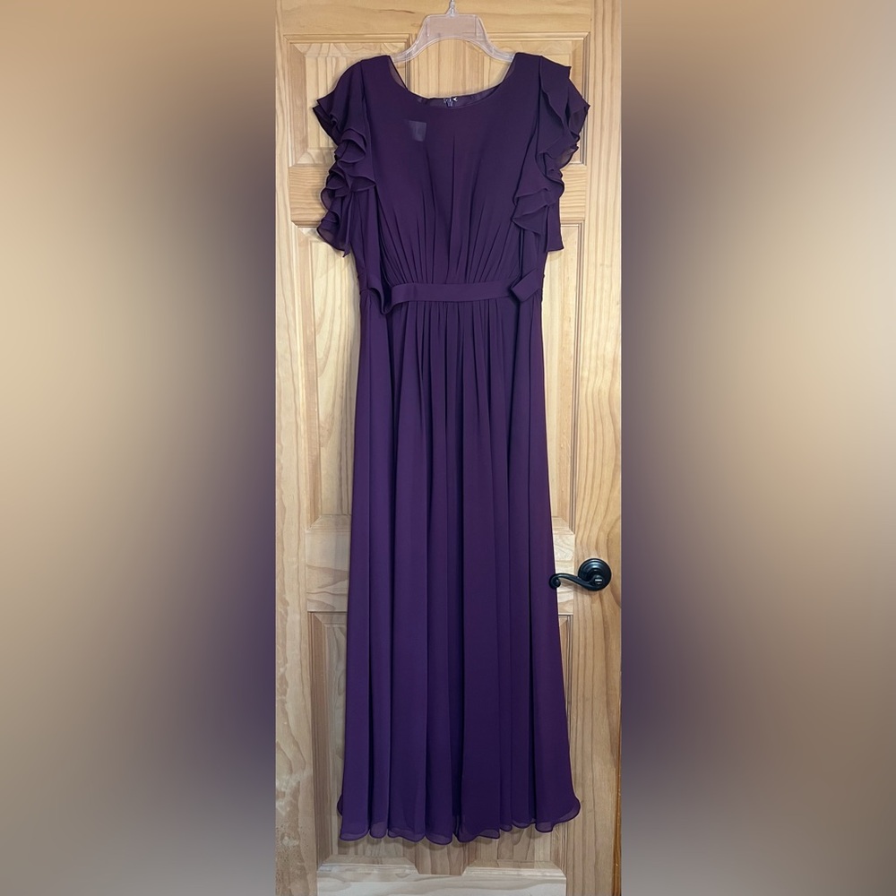 Azazie Deep Purple Ruffle Maxi Dress
